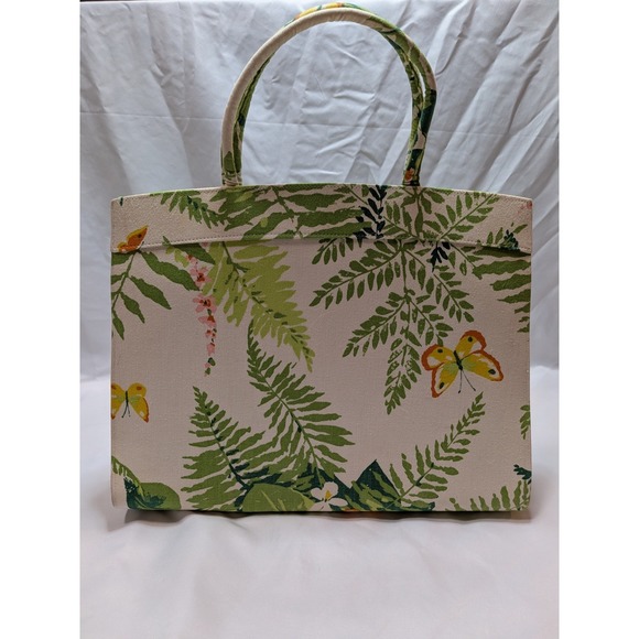 Margaret Smith 1960's Cloth Fabric Purse/Handbag Ferns & Butterflies - Picture 2 of 10